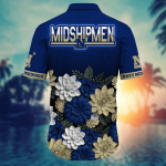 Navy Midshipmen Flower 3D Button Hawaii Shirt Gift for Men Dad Father And T Shirt For Fans, Summer Football Shirts