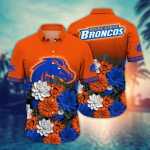 Boise State Broncos Flower 3D Button Hawaii Shirt Gift for Men Dad Father And T Shirt For Fans, Summer Football Shirts