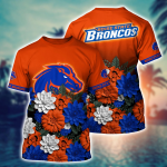 Boise State Broncos Flower 3D Button Hawaii Shirt Gift for Men Dad Father And T Shirt For Fans, Summer Football Shirts