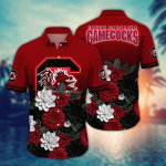 South Carolina Gamecocks Flower 3D Button Hawaii Shirt Gift for Men Dad Father And T Shirt For Fans, Summer Football Shirts