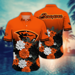 Oregon State Beavers Flower 3D Button Hawaii Shirt Gift for Men Dad Father And T Shirt For Fans, Summer Football Shirts