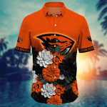 Oregon State Beavers Flower 3D Button Hawaii Shirt Gift for Men Dad Father And T Shirt For Fans, Summer Football Shirts