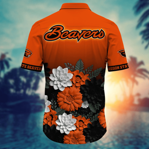 Oregon State Beavers Flower 3D Button Hawaii Shirt Gift for Men Dad Father And T Shirt For Fans, Summer Football Shirts