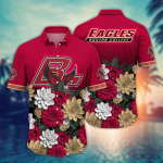 Boston College Eagles Flower 3D Button Hawaii Shirt Gift for Men Dad Father And T Shirt For Fans, Summer Football Shirts