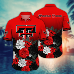 Texas Tech Red Raiders Flower 3D Button Hawaii Shirt Gift for Men Dad Father And T Shirt For Fans, Summer Football Shirts