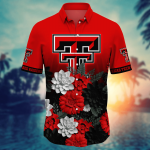 Texas Tech Red Raiders Flower 3D Button Hawaii Shirt Gift for Men Dad Father And T Shirt For Fans, Summer Football Shirts
