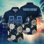 Utah State Aggies Flower 3D Button Hawaii Shirt Gift for Men Dad Father And T Shirt For Fans, Summer Football Shirts