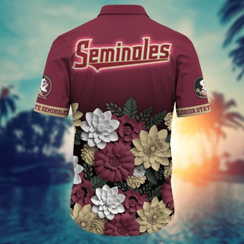 Florida State Seminoles Flower 3D Button Hawaii Shirt Gift for Men Dad Father And T Shirt For Fans, Summer Football Shirts