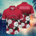 Arkansas Razorbacks Flower 3D Button Hawaii Shirt Gift for Men Dad Father And T Shirt For Fans, Summer Football Shirts