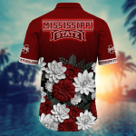 Mississippi State Bulldogs Flower 3D Button Hawaii Shirt Gift for Men Dad Father And T Shirt For Fans, Summer Football Shirts