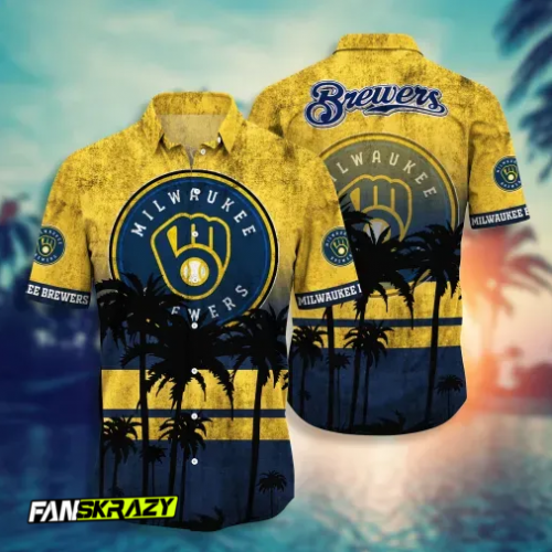 Milwaukee Brewers 3D Button 3D Button Hawaiian Shirt Gift for Men Dad Father Gift for Men Dad Father