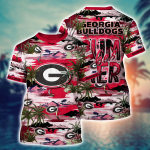 Bulldogs Flower 3D Button Hawaii Shirt Gift for Men Dad Father