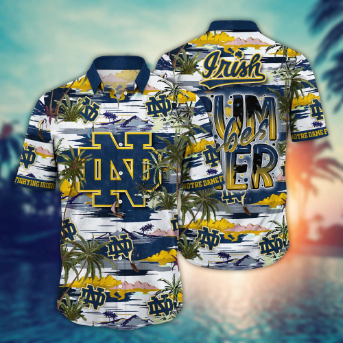 Notre Dame Fighting Irish Flower 3D Button Hawaii Shirt Gift for Men Dad Father