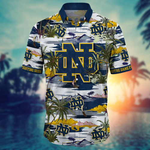 Notre Dame Fighting Irish Flower 3D Button Hawaii Shirt Gift for Men Dad Father