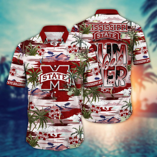 Mississippi State Bulldogs Flower 3D Button Hawaii Shirt Gift for Men Dad Father