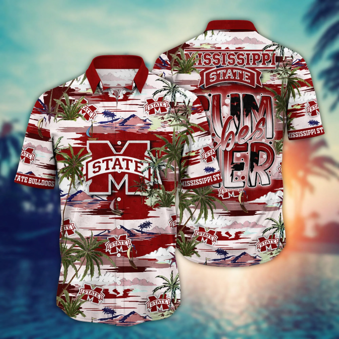 Mississippi State Bulldogs Flower 3D Button Hawaii Shirt Gift for Men Dad Father