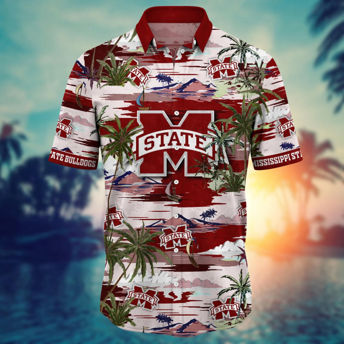 Mississippi State Bulldogs Flower 3D Button Hawaii Shirt Gift for Men Dad Father