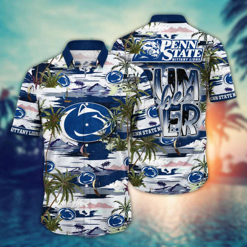 Penn State Nittany Lions Flower 3D Button Hawaii Shirt Gift for Men Dad Father