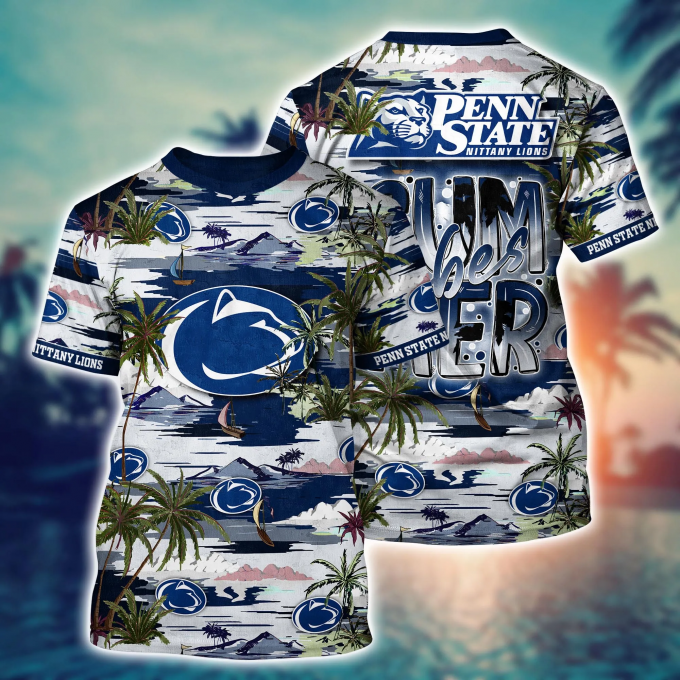 Penn State Nittany Lions Flower 3D Button Hawaii Shirt Gift for Men Dad Father