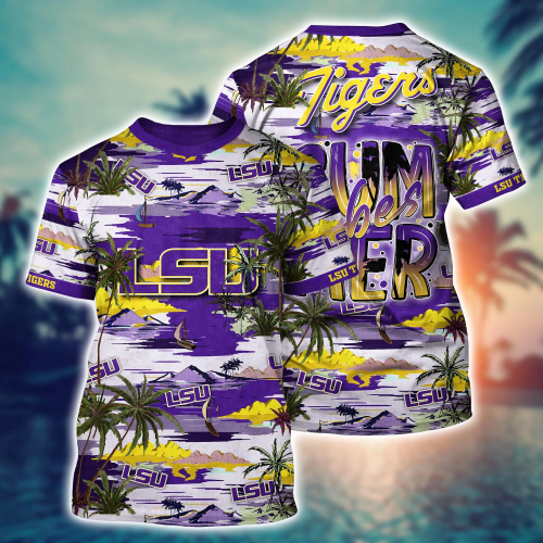 LSU TIGERS Flower 3D Button Hawaii Shirt Gift for Men Dad Father