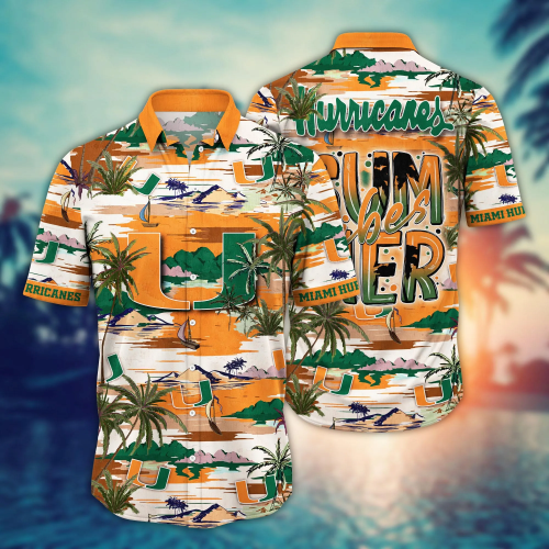 Miami Hurricanes Flower 3D Button Hawaii Shirt Gift for Men Dad Father
