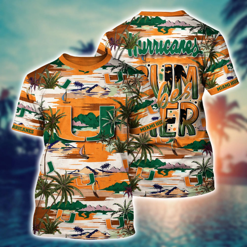 Miami Hurricanes Flower 3D Button Hawaii Shirt Gift for Men Dad Father