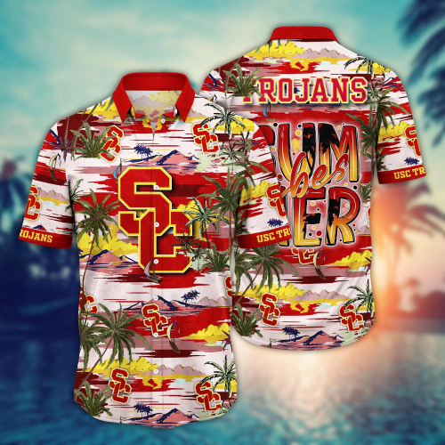 USC Trojans Flower 3D Button Hawaii Shirt Gift for Men Dad Father