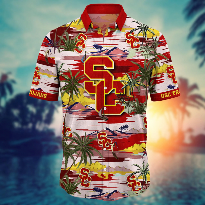 USC Trojans Flower 3D Button Hawaii Shirt Gift for Men Dad Father
