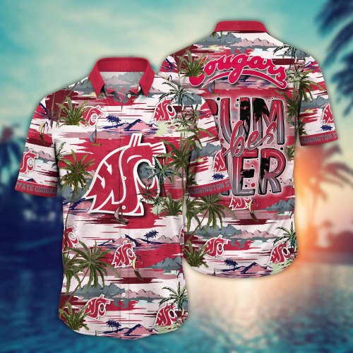 Washington State Cougars Flower 3D Button Hawaii Shirt Gift for Men Dad Father