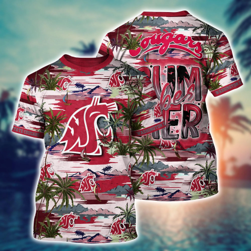 Washington State Cougars Flower 3D Button Hawaii Shirt Gift for Men Dad Father