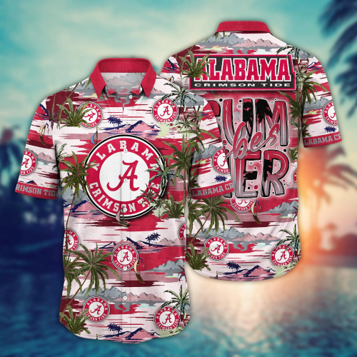 Alabama Crimson Tide Flower 3D Button Hawaii Shirt Gift for Men Dad Father