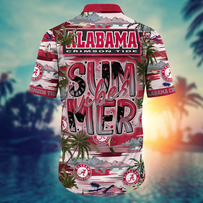 Alabama Crimson Tide Flower 3D Button Hawaii Shirt Gift for Men Dad Father