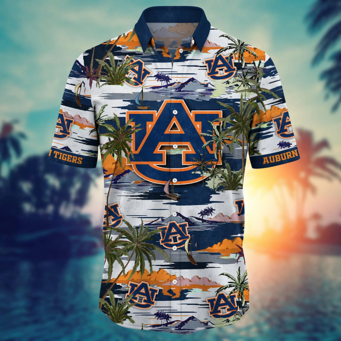 Auburn Tigers Flower 3D Button Hawaii Shirt Gift for Men Dad Father