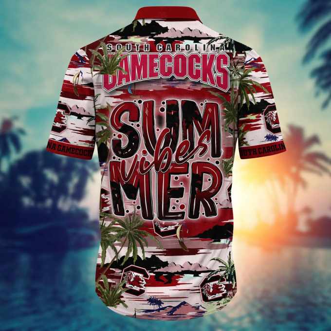 South Carolina Gamecocks Flower 3D Button Hawaii Shirt Gift for Men Dad Father