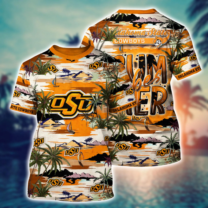 Oklahoma State Cowboys Flower 3D Button Hawaii Shirt Gift for Men Dad Father