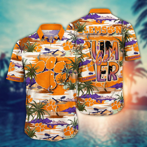 Clemson Tigers Flower 3D Button Hawaii Shirt Gift for Men Dad Father