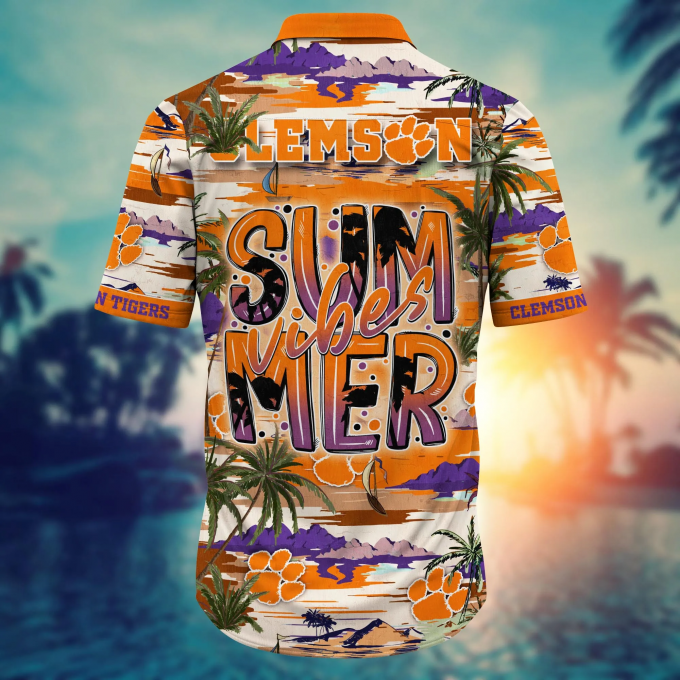 Clemson Tigers Flower 3D Button Hawaii Shirt Gift for Men Dad Father
