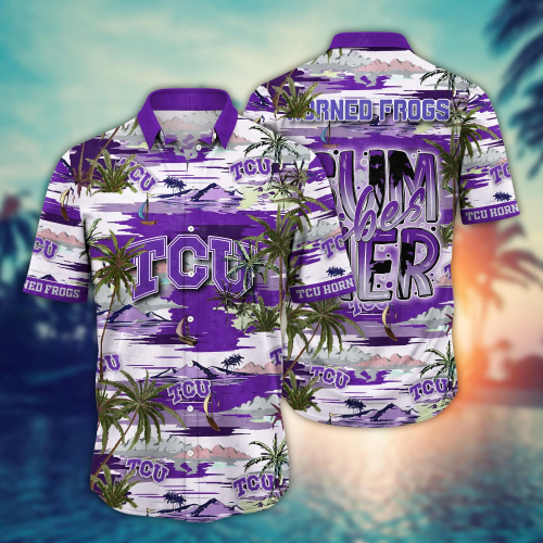 TCU Horned Frogs Flower 3D Button Hawaii Shirt Gift for Men Dad Father