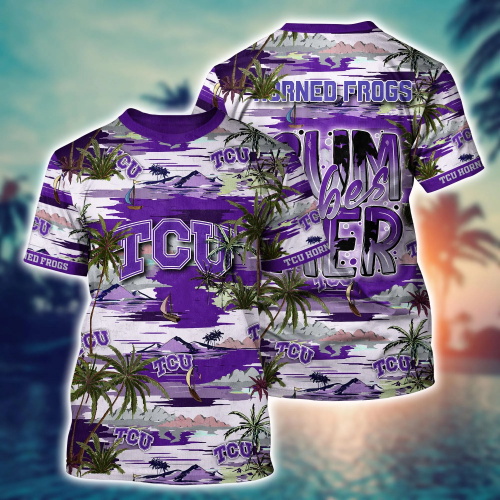 TCU Horned Frogs Flower 3D Button Hawaii Shirt Gift for Men Dad Father