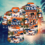 UTSA Roadrunners Flower 3D Button 3D Button Hawaiian Shirt Gift for Men Dad Father Gift for Men Dad Father