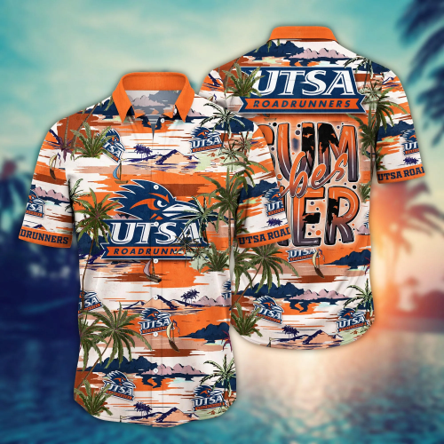 UTSA Roadrunners Flower 3D Button 3D Button Hawaiian Shirt Gift for Men Dad Father Gift for Men Dad Father