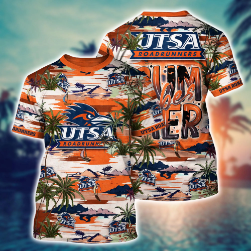 UTSA Roadrunners Flower 3D Button 3D Button Hawaiian Shirt Gift for Men Dad Father Gift for Men Dad Father
