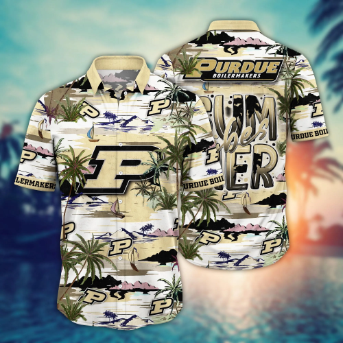 Purdue Boilermakers Flower 3D Button 3D Button Hawaiian Shirt Gift for Men Dad Father Gift for Men Dad Father