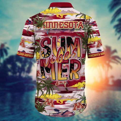 Minnesota Golden Gophers Flower 3D Button 3D Button Hawaiian Shirt Gift for Men Dad Father Gift for Men Dad Father