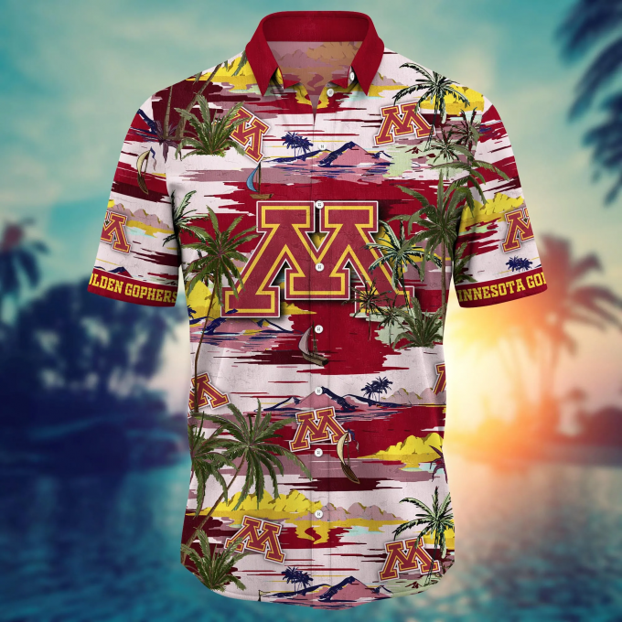 Minnesota Golden Gophers Flower 3D Button 3D Button Hawaiian Shirt Gift for Men Dad Father Gift for Men Dad Father