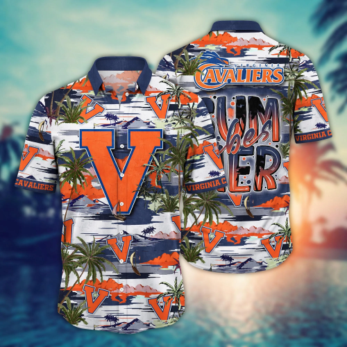 Virginia Cavaliers Flower 3D Button 3D Button Hawaiian Shirt Gift for Men Dad Father Gift for Men Dad Father