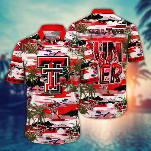 Texas Tech Red Raiders Flower 3D Button 3D Button Hawaiian Shirt Gift for Men Dad Father Gift for Men Dad Father