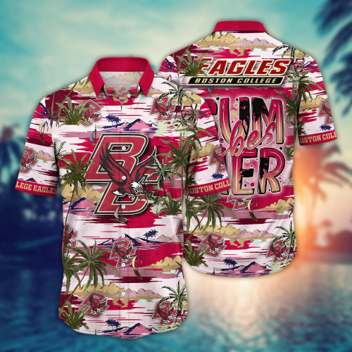 Boston College Eagles Flower 3D Button 3D Button Hawaiian Shirt Gift for Men Dad Father Gift for Men Dad Father