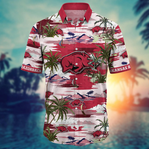 Arkansas Razorbacks Flower 3D Button 3D Button Hawaiian Shirt Gift for Men Dad Father Gift for Men Dad Father