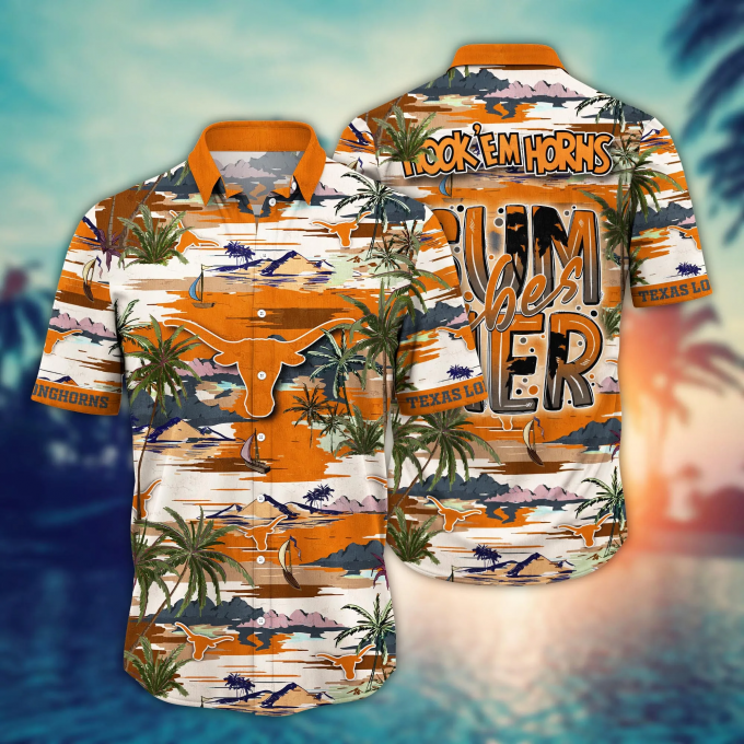 Texas Longhorns Flower 3D Button 3D Button Hawaiian Shirt Gift for Men Dad Father Gift for Men Dad Father